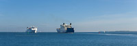 Zwei Fähren treffen sich auf der Ostsee vor Travemünde