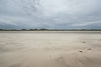  »Dünen auf der Amrumer Odde mit Regenwolken« DETAIL: Das Foto zeigt einen Blick vom Uferbereich der Nordsee hinauf zur Dünenlandschaft.