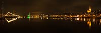  Panoramafoto über den Flensburger Hafen bei Nacht, Richtung Norden